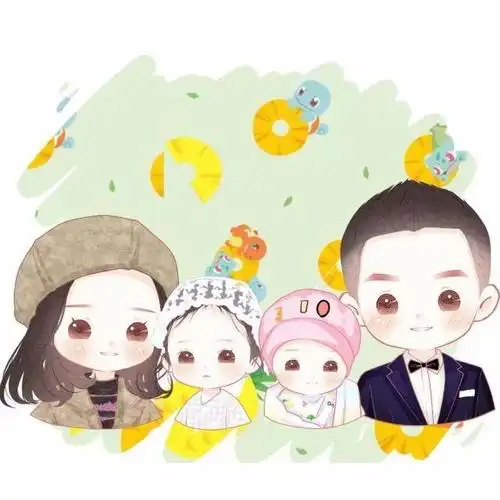 一家四口用什么头像?换上手绘头像,简单好看