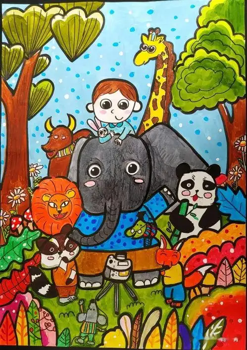 小学生《人与自然 和谐共生》主题绘画获奖作品