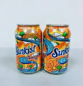 香港进口饮料sunkist新奇士橙汁味汽水330ml*24罐  碳酸饮料