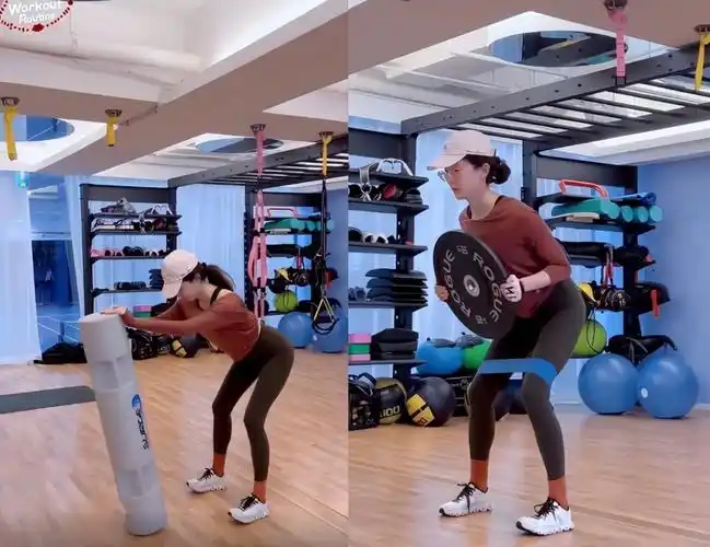 江疏影素颜健身表情痛苦!