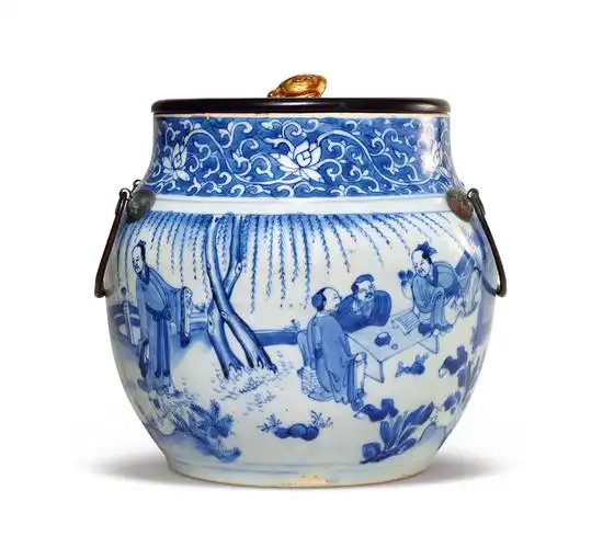 【明崇祯 青花人物故事图罐】拍卖品_图片_价格_鉴赏_明代青花瓷器