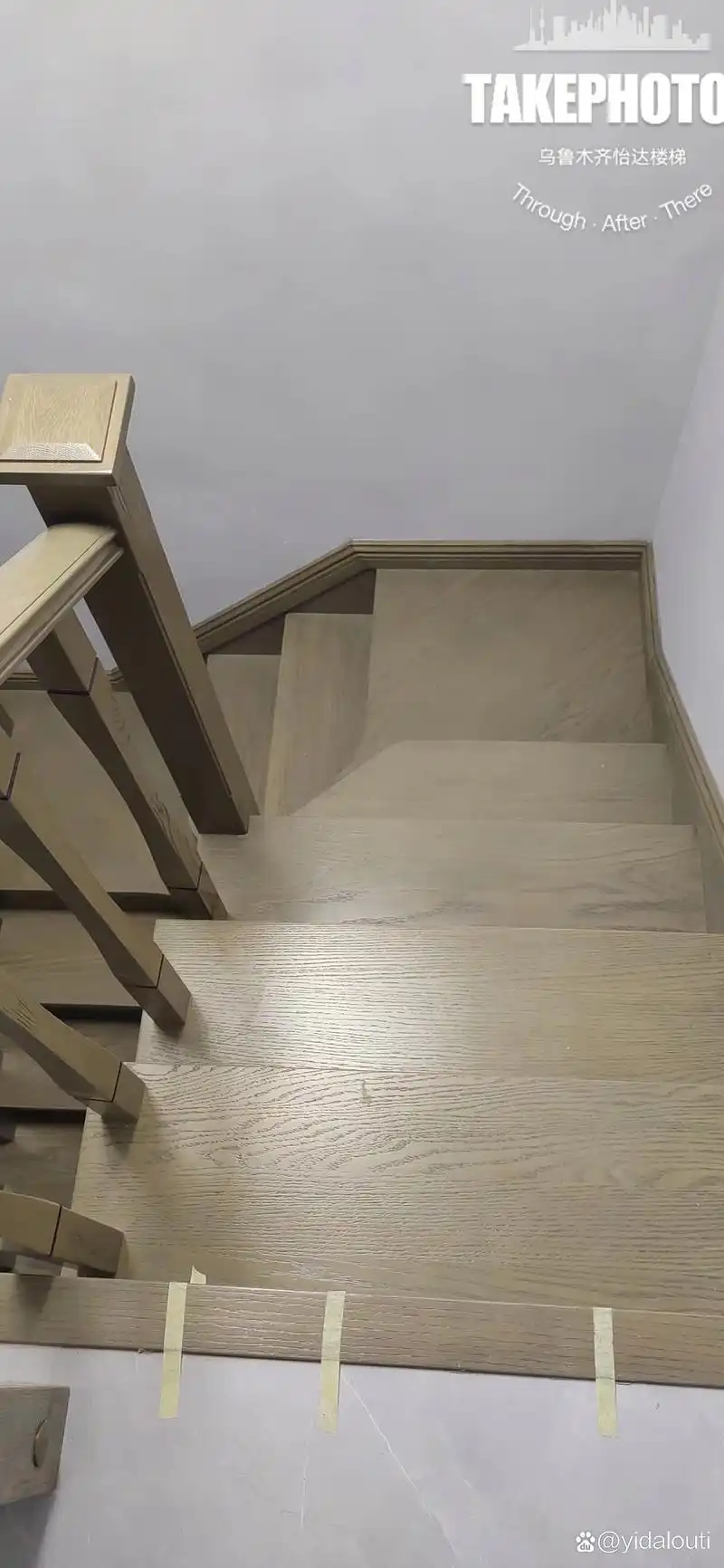 2022年9月30日完工的,给乌鲁木齐南湖明珠二期做的红橡木楼梯,红橡木.