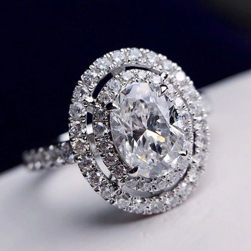 钻石我爱裸钻gia一克拉克拉钻戒椭圆金群镶18k手饰