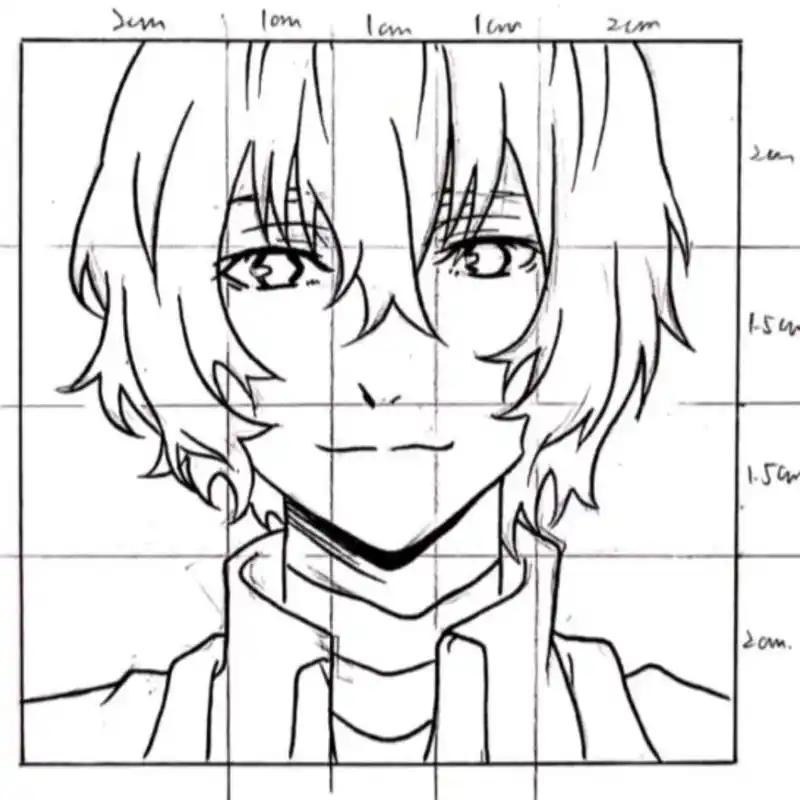 绘画分享97文豪野犬太宰治 保姆级三庭五眼方格步骤教程 色号在最后