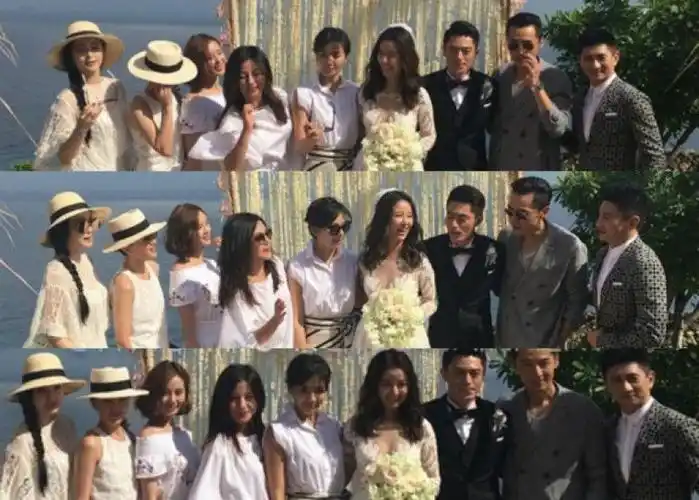 左起依次是范冰冰,周迅,刘诗诗,赵薇,刘涛,林心如,霍建华,胡歌和