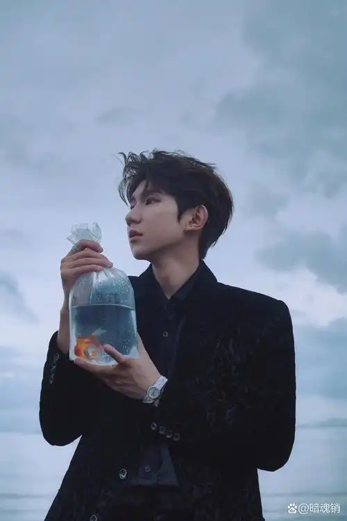 王源身穿黑色暗纹西装套装和黑色细闪西装套装参加音乐盛典,穿西装好