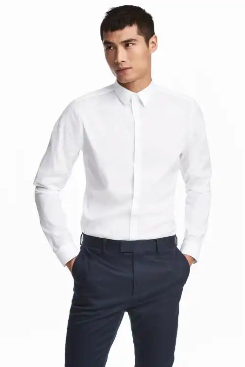 radium伴郎衬衣修身衬衫长袖潮牌白长袖正装男士衬衫