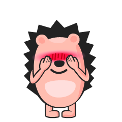 卡通 捂脸 刺猬 害羞 脸红