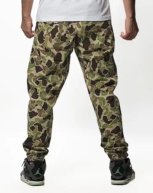 he75 denim 军事迷彩风 男款迷彩色休闲长裤 修身收脚