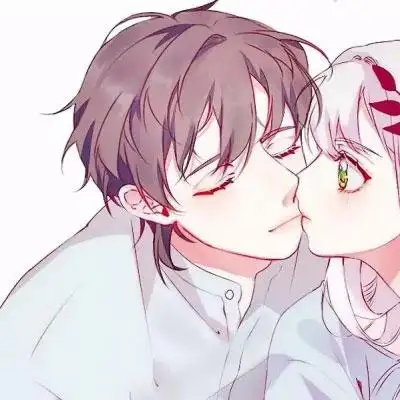 接吻动漫情侣头像一男一女 两张一组情侣专用