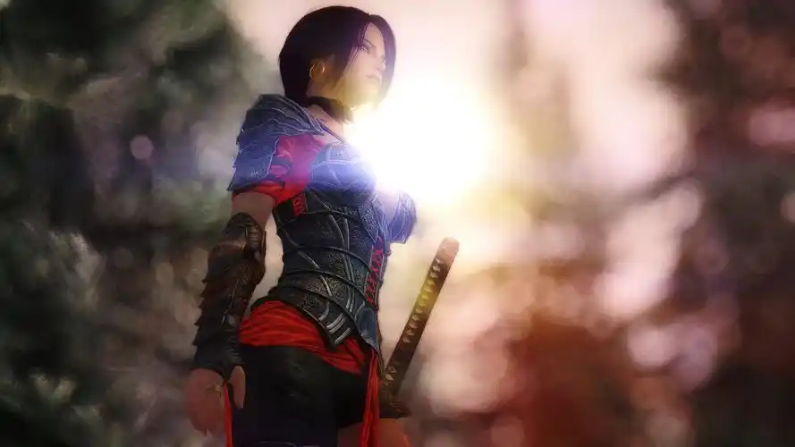 壁纸 幻想的女孩,战士,剑,三维渲染