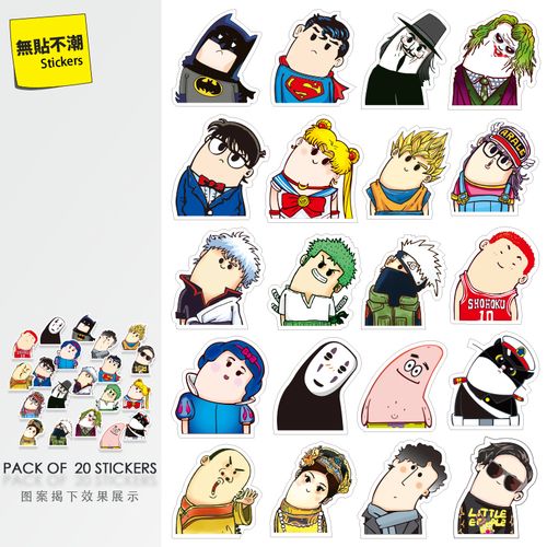 恶搞卡通人物歪脖贴画个性防水行李箱贴纸笔记本电脑装饰贴防水