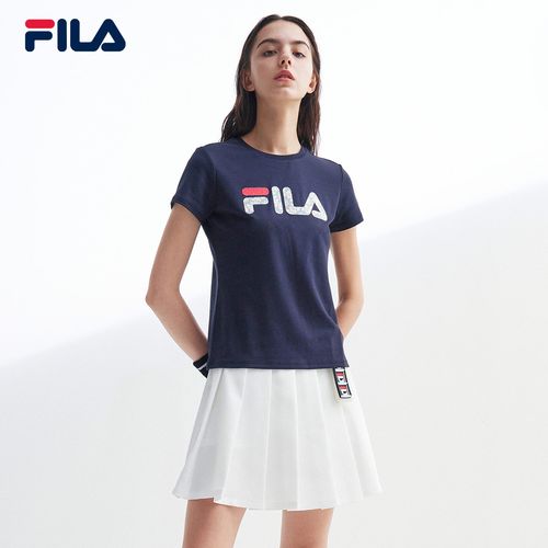 fila斐乐女子短袖2020夏季新款星盘镶钻休闲服运动t恤