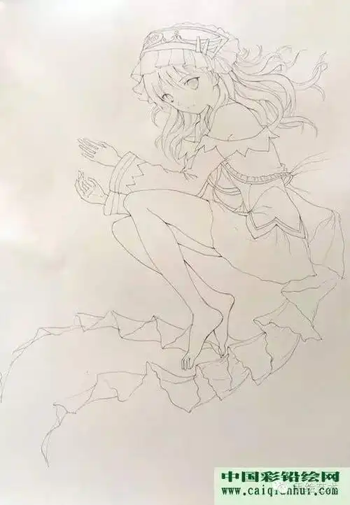 卡通人物彩铅画教程动漫美少女彩色铅笔画绘画图文