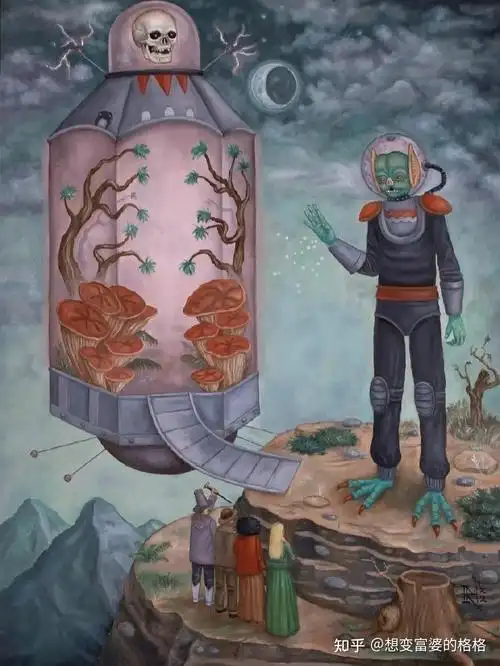 今日分享一组外星人插画作品