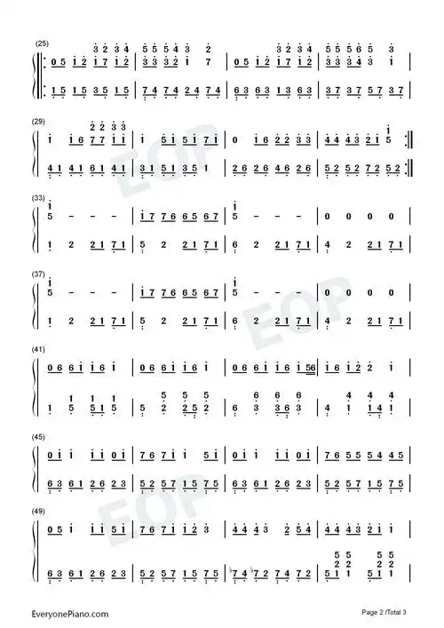 简单爱双手简谱预览2