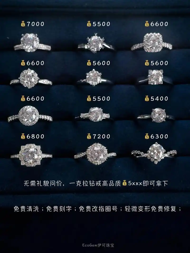 一克拉成品戒托钻戒,直接上到手价.可远程视频看款,方便的话现 - 抖音