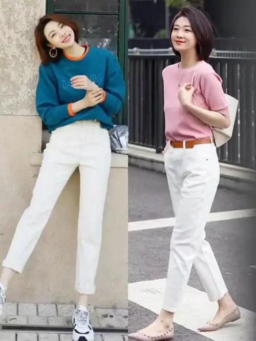 四个白色牛仔裤搭配思路让你春天美得干净整齐还显年轻