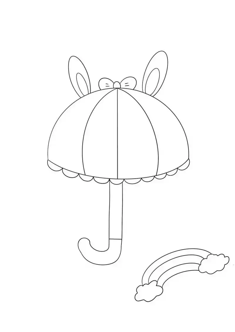 雨伞儿童画 简单的雨伞卡通创意画 含线稿