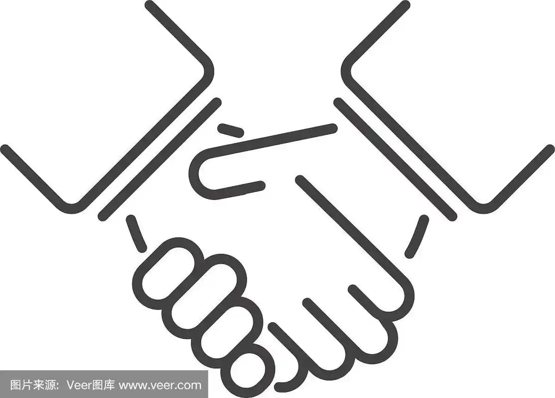 友谊的图标人们签署团队合作矢量线艺术