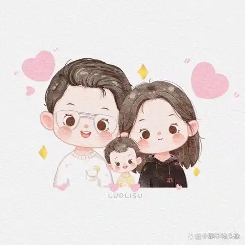 三周年特别作品:一家三口卡通全家福,幸福再出发