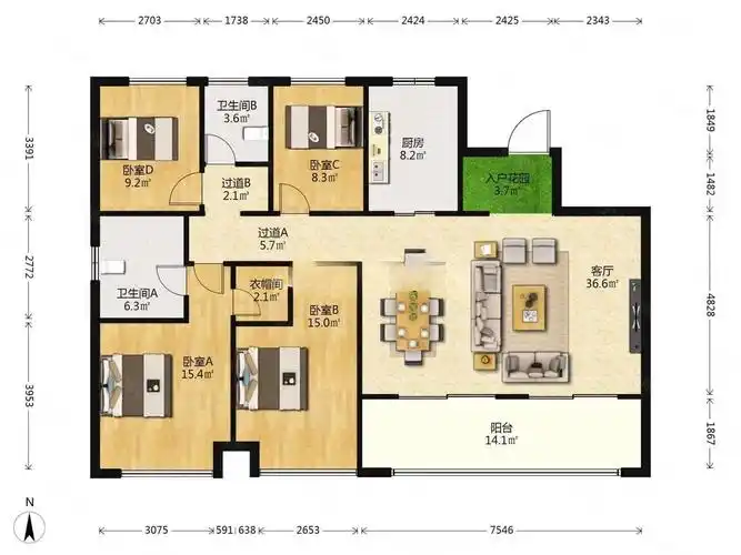 花语江南4室1厅2卫240.13㎡南1120万