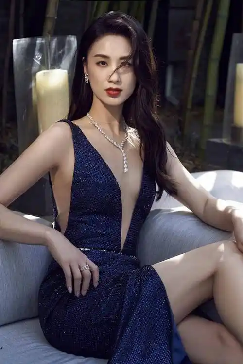 黄圣依的尤物身材让人羡慕穿蓝色v领小礼裙女人味太足了