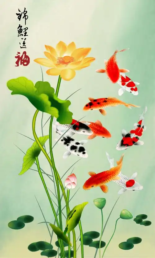 玄关3,荷花,九鱼.