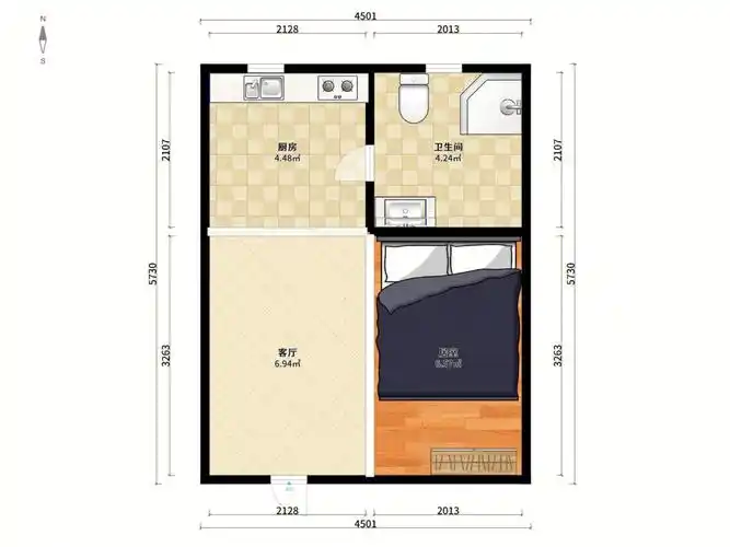 一室一厅一卫一厨低价出租