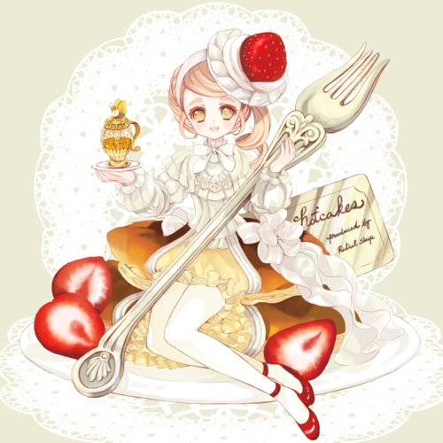 甜甜的很美味少女与甜点插画