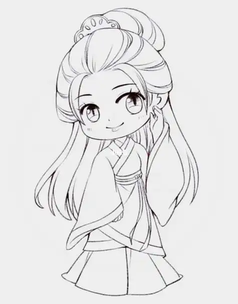 q版人物萌图简笔画古装可爱