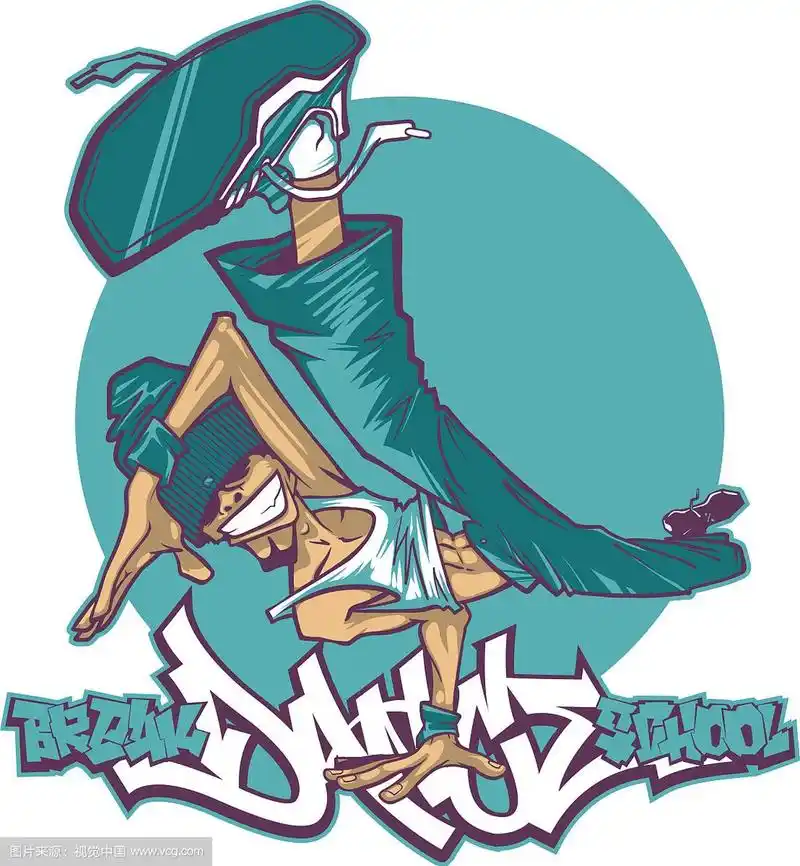 动态姿势的霹雳舞者