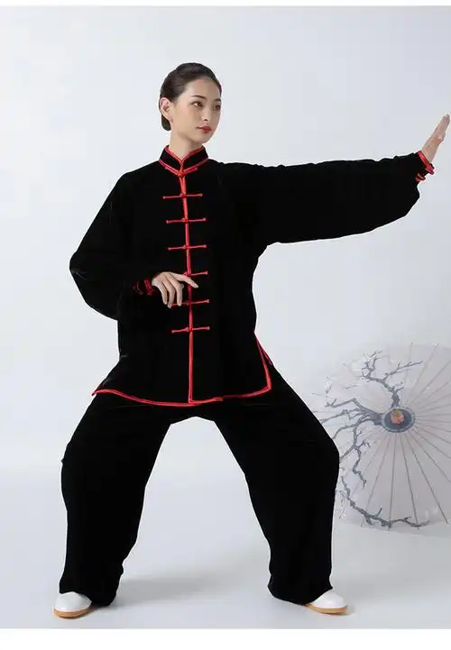 乔尚金丝绒太极服女秋冬季男加厚保暖透气不倒绒太极拳练功武术服