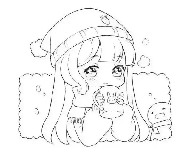 黑白线稿:动漫卡通人物线稿