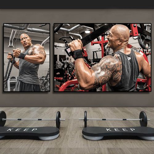 巨石强森海报装饰画健身房运动励志肌肉男猛男挂画器材馆会所壁画