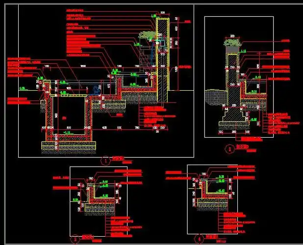 流水景墙跌水水池水景施工图详图[原创]