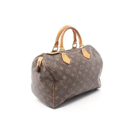 日本直邮中古lv路易威登speedy30老花手提pvc真皮女士包袋