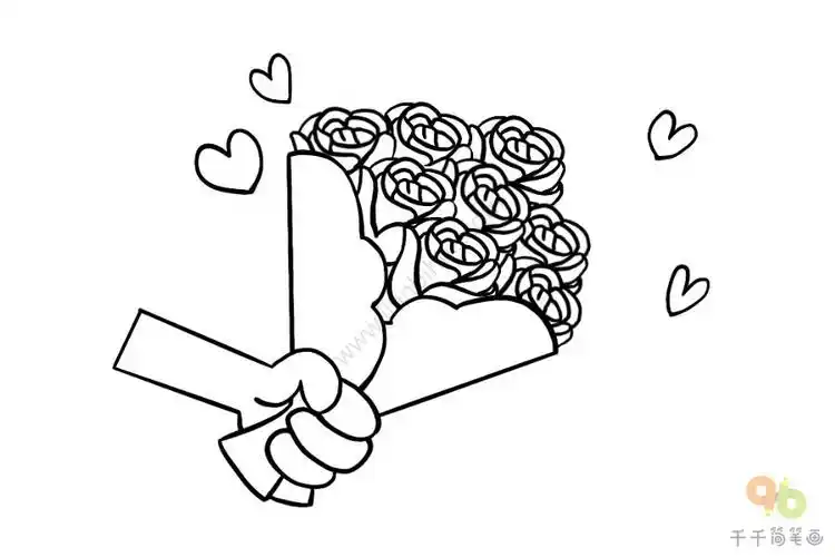 一束玫瑰简笔画 表达对你的爱_玫瑰花简笔画