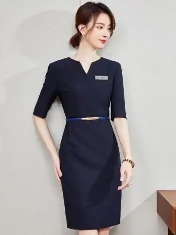 女装工作服女夏连衣裙高贵优雅气质名媛高端包臀售楼部处工装女职业裙