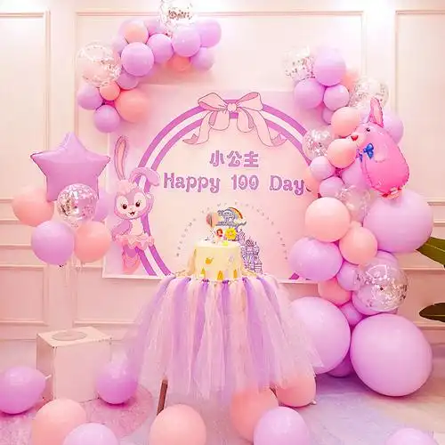 生日公主背景场景布置派对气球周岁