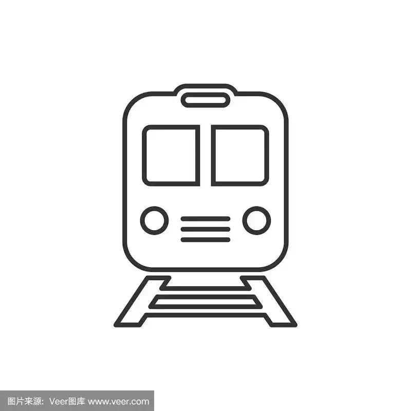 地铁图标在平面风格的地铁列车上白色