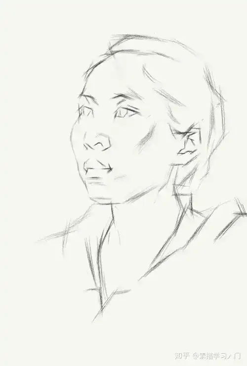 素描教程侧面人物肖像带详细步骤图