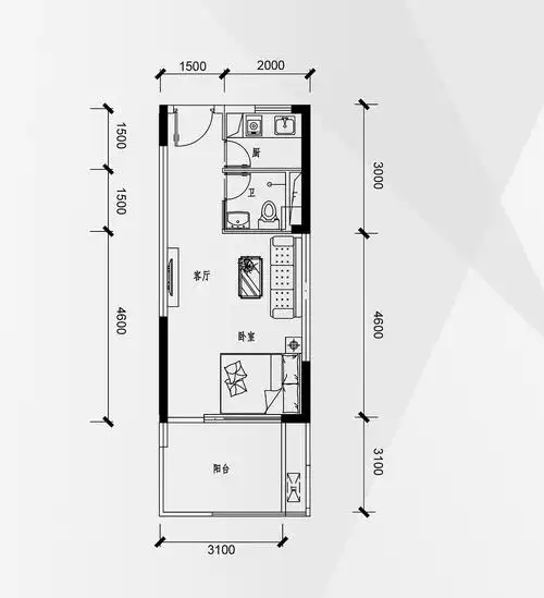 请问41平的长条户型可改两房吗