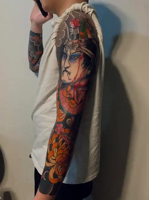 老传统生首蛇纹花臂