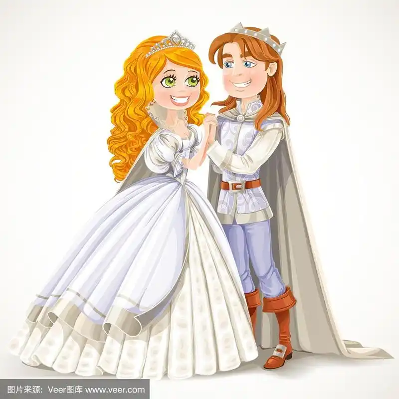 可爱的王子和公主手牵着手
