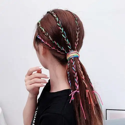 编发彩绳头绳七彩丝带脏辫神器儿童脏脏彩色发饰
