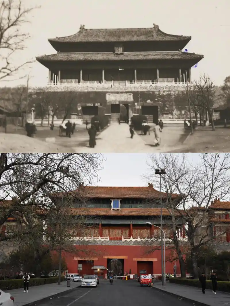 故宫四个城门100年的变化,新老照片对比,你喜欢哪个