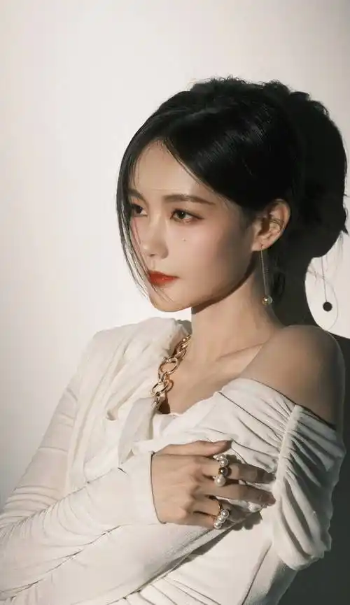 李一桐一字斜肩连衣裙写真_锁骨_裙子_气质