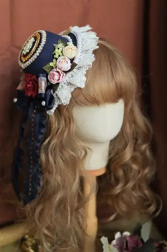 lolita原创手作搭配皇家壁画优雅复古小礼帽帽子