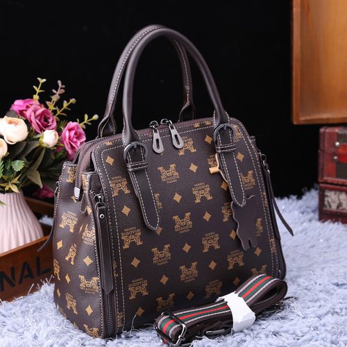 酷奇袋鼠包包酷奇女包新款时尚手提包休闲宽肩带单肩斜挎小方包 咖啡m